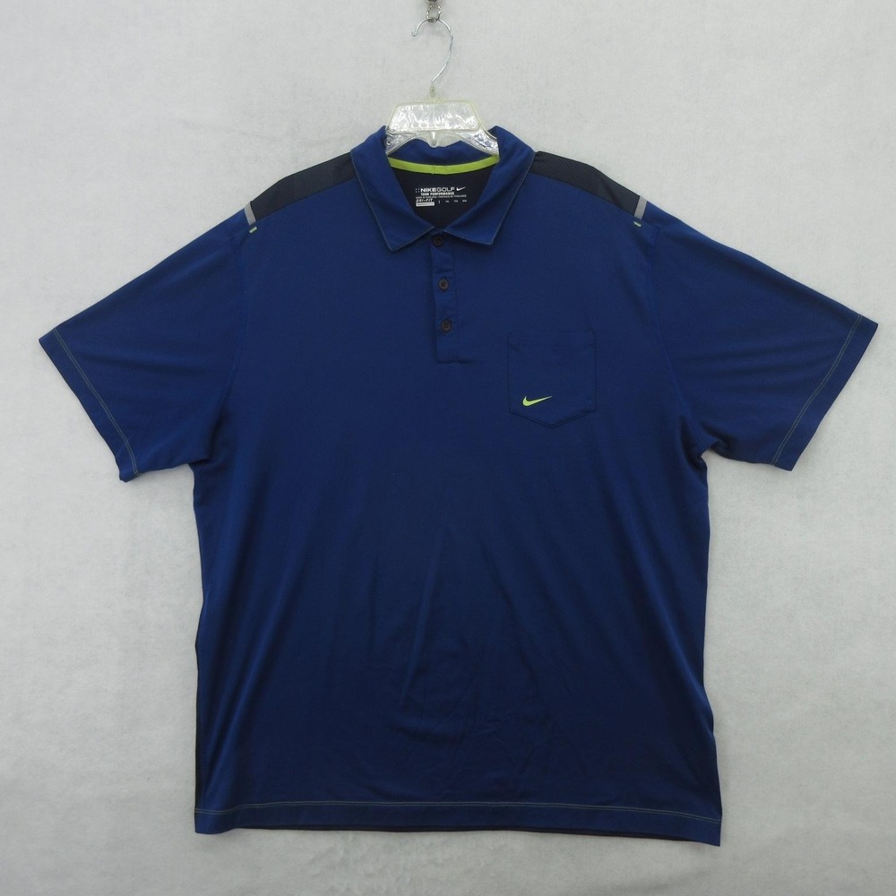 Nike Dri-FIT Golf Polo Shirt Mens 2XL Blue Tour Performance Pocket 428186-497
